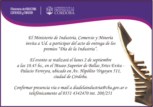 Invitación para participar de los premios “Día de la Industria”