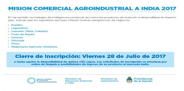 Misin Comercial Agroindustrial a India 2017
